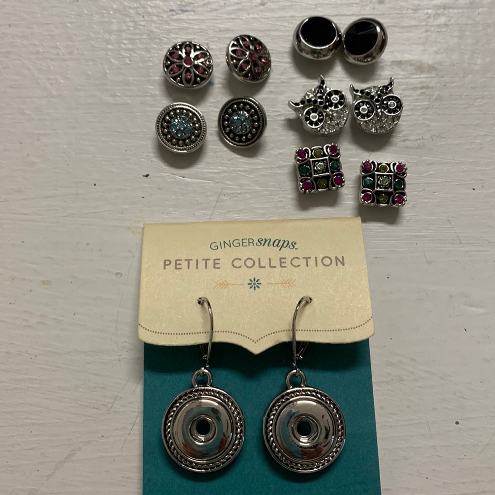 Set of 1 pair leverback earrings, with 5 pairs petite Ginger Snaps. NWT